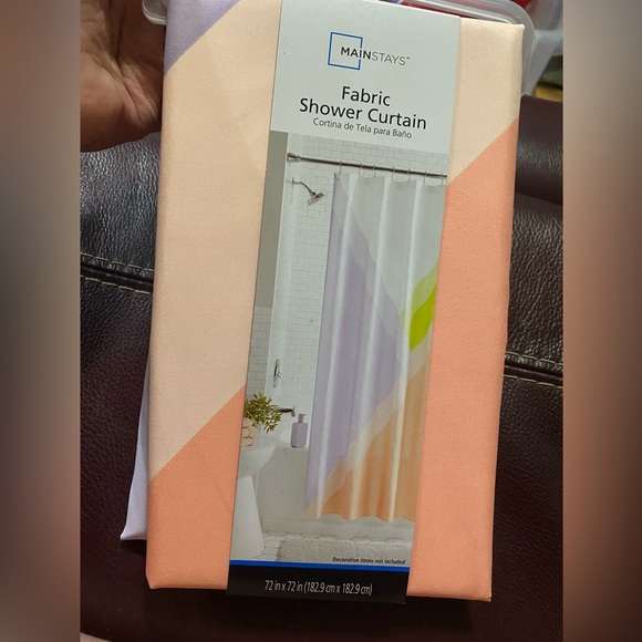 Fabric shower curtain, NWT,pastel like colors, unique pattern,original packaging - Picture 6 of 8